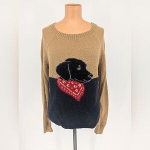 Woolrich Intarsia Mohair Wool Blend Sweater Dog Motif Lightweight Size Medium